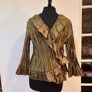 Elegant Ruffled Women's wrap Top vintage 90a